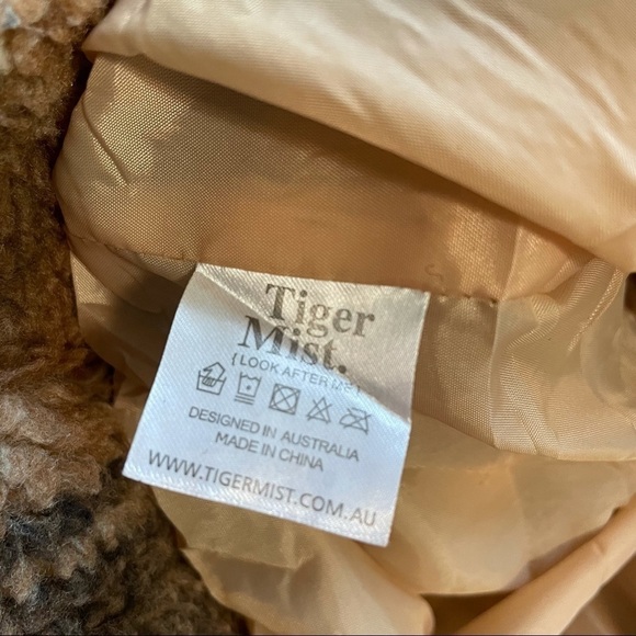 TIGER Mist Brooklyn Jacket Brown Plaid Fuzzy Zip Cropped Sherpa Coat small - Picture 7 of 11